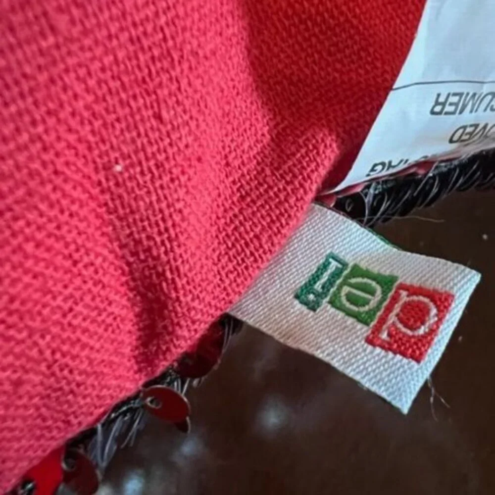 DEI Red & Silver‎ Sequin Reversible Christmas Pillow  striking reindeer design